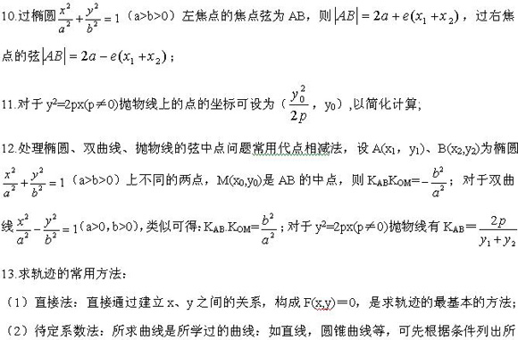 2011年成人高考數(shù)學(xué)圓錐曲線知識精講